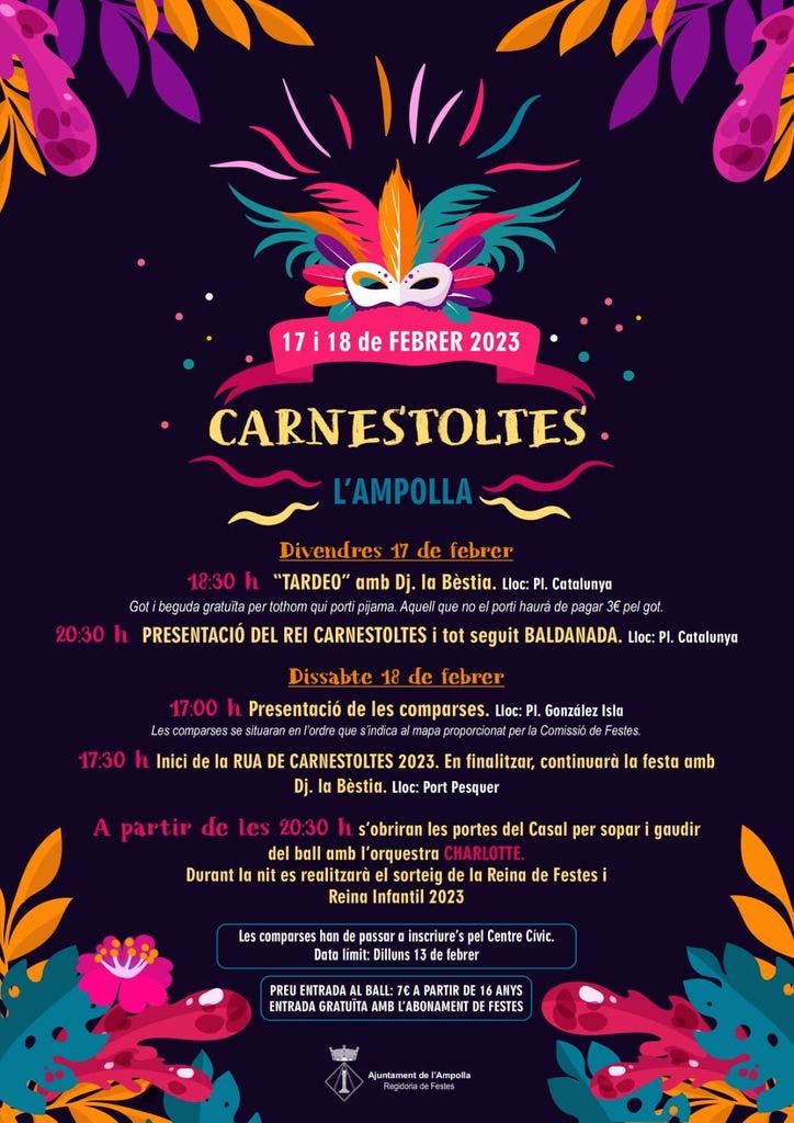 Programa dels actes organitzats per al Carnaval