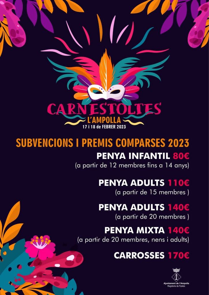 Subvencions i premis per a les comparses que participin al Carnaval